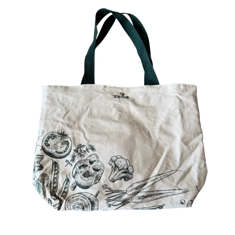 ZENB Taste What Plants Can Do Grocery Canvas Tote Vegetable Food Print Clean